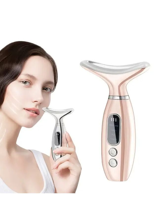 Golden Facial Neck Massager with Hot Compress Vibration Beauty Device for Women - Image 4